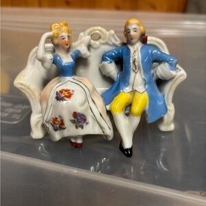Vintage porcelain figure. Victorian couple. Made in Japan.